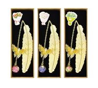 Marca de Página de Metal, Paquete de 3 Marcapáginas de Plumas con Postales en Forma de Ramo de flores, Excelentes Regalos para Lectores, Estudiantes, Mujeres y Niños