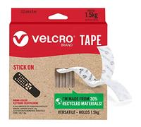 Marca VELCRO | Cinta Adhesiva | Cinta adhesiva fuerte de gancho y bucle cortable a la medida, perfecta para decoración de habitaciones y uso en el hogar, la oficina y el garaje | Blanca | 22 mm x 3 m