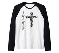 Marcado por la Cruz Christian Ash Cita de la Biblia Religiosa Camiseta Manga Raglan