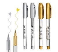 Marcador Acrílico de Trazo Medio, Rotuladores Metálicos Premium, Juego de 4 Bolígrafos Marcador Metálico, Rotuladores de Oro y Plata para Manualidades y Decoración, Rápido y Efecto Brillante(1,5 mm)