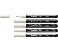 Marcador acrílico - STABILO FREE Acrylic - ARTY - T100 Punta redonda 1-2mm - Caja con 5 unidades color blanco