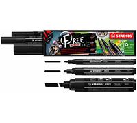 Marcador acrílico STABILO FREE Acrylic -Estuche con 3 unidades (T100, T300 y T800) color negro