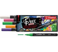 Marcador acrílico STABILO FREE Acrylic T100 - Estuche con 5 colores - 1-2 mm