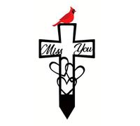 Marcador conmemorativo de tumba, estaca de cruz de metal, decoración de homenaje para cementerio, jardín, tumba, ideal para familias en duelo y destinatarios de regalos de condolencias
