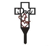 Marcador conmemorativo para mamá en diseño de corazón fabricado con metal de grado industrial para uso en cementerios al aire libre (papá corazón rojo)