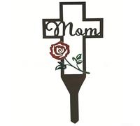 Marcador conmemorativo para mamá en diseño de corazón fabricado con metal de grado industrial para uso en cementerios al aire libre (tarjeta de inserción de mamá)