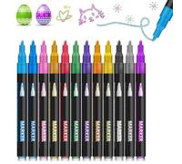 Marcador de contorno, 12 colores, bolígrafos de pintura de doble línea, marcadores de dibujo de contorno, para dibujar, diario, tarjetas de felicitación, garabatos, escuela, aula, decoración