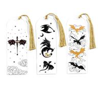 Marcador de cuarta ala, 3 marcapáginas rectangulares de acrílico de 2 x 5, 9 pulgadas con borla, marcapáginas de dragón transparente, marcadores resables para amantes de los libros, cuarta ala para