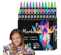 Marcador de doble punta, bolígrafos de dibujo, marcadores de doble punta para colorear para adultos, bolígrafos de punta para dibujar y letras, perfectos para tomar notas de niños, diseños de