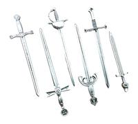 Marcador de espada 6pcs, estilo antiguo plateado de espada pequeña de resistente para hombres, plumas antiguas