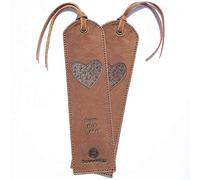 Marcador De Libros Cuero Genuino Hecho A Mano Con Diseño de Corazón y Flores - Paquete De 2 Marcapáginas De Cuero | Marcadores Hermoso Regalo Para Hombres Y Mujeres, Ratónes De Biblioteca, Lectores