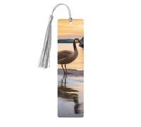 Marcador de madera con borlas, etiqueta colgante de madera, Wild Goose by The Bridge, marcadores hechos a mano, adornos, marcadores de libros de madera vintage, marcapáginas artesanales de lujo, marca