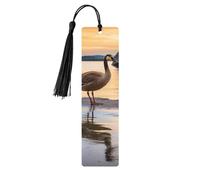 Marcador de madera con borlas, etiqueta colgante de madera, Wild Goose by The Bridge, marcadores hechos a mano, adornos, marcadores de libros de madera vintage, marcapáginas artesanales de lujo, marca