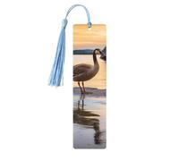 Marcador de madera con borlas, etiqueta colgante de madera, Wild Goose by The Bridge, marcadores hechos a mano, adornos, marcadores de libros de madera vintage, marcapáginas artesanales de lujo, marca