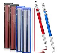 Marcador de metal con sacapuntas integrado, diseño antideslizante, marcas de visibilidad claras para aplicaciones de soldadura, carpintería y fabricación (2 bolígrafos y 4 cajas de recambio)