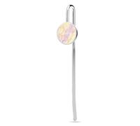 Marcador de metal de acero inoxidable con diseño de mármol amarillo pastel y rosa, soporte para páginas con cristal para lector escolar, suministros de oficina