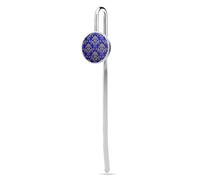 Marcador de metal de acero inoxidable con patrón floral azul real, soporte de página con cristal para lector escolar, suministros de oficina