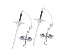 Marcador de página de espadas de dragón, marcapáginas de Metal, marcadores de libros creativos, suministros de lectura de fantasía para estudiantes, espadas de dragón, 2 uds