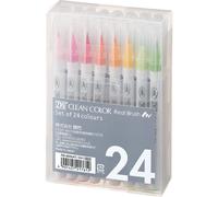 Marcador de pincel Kuretake ZIG Clean Color Real Brush de 24 colores con puntas de pincel flexibles. Bol grafos de acuarela para pintar, dibujar,