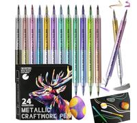 Marcador de pintura - Bolígrafos marcadores a base de 14.5 x 16.5 x 1.5 cm | Doble extremo suave escritura pluma 24 colores Set | DIY Art Markers For Photo Album Ceramic Canvas Home School