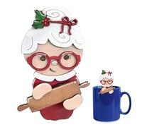 Marcador de taza de Navidad, decoración para abrazo de taza de Navidad | Centro de mesa de madera con taza de Navidad | Expositor de taza de Navidad con Papá Noel, centro de mesa de Navidad