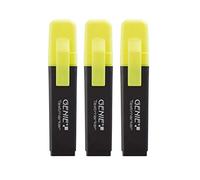 Marcador de texto Genie con punta de cuña, amarillo neón 3er Pack