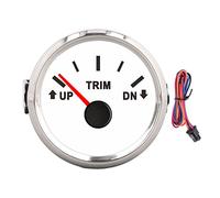 Marcador de Trim Marítimo 52mm, Acero Inoxidable 316L, Pantalla IP67 Impermeable Roja, Señal 0-190ohm para Barco y Yate - Alta Precisión, Luz Roja de Fondo, Resistente y Versát (Cubierta plateada