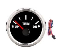 Marcador de Trim Marítimo 52mm, Acero Inoxidable 316L, Pantalla IP67 Impermeable Roja, Señal 0-190ohm para Barco y Yate - Alta Precisión, Luz Roja de Fondo, Resistente y Versát (Cubierta plateada