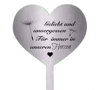 Marcador de tumba de acero inoxidable en forma de corazón para uso en exteriores, resistente al óxido y a la intemperie, conmemorativo para seres queridos (D)