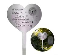 Marcador de tumba en forma de corazón de acero inoxidable de 28 x 12 cm, adorno para cementerio conmemorativo para tributo resistente a la intemperie, decoración de jardín, plateado (B)