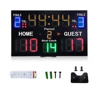Marcador Digital con Temporizador, Marcador Electrónico con Control Remoto, Brillo Ajustable en 5 Niveles, Contador de Puntuación Electrónico para Baloncesto Bádminton Tenis de Mesa Judo Box 15-Digit