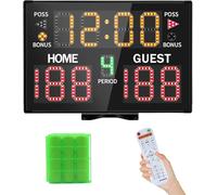 Marcador electrónico de baloncesto LUCKY TIME con timbre, marcador digital a batería con control remoto, marcador de puntuación portátil para baloncesto, voleibol, lucha libre, fútbol (11