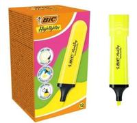 Caja de Marcadores Fluorescentes Bic Highlighter Flat Neón/ 12 unidades/ Amarillos
