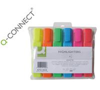 Marcador fluorescente con punta biselada Q-Connect - Estuche de 6 colores