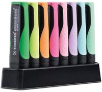 Marcador fluorescente fabricado en un 83% con plásticos reciclado STABILO GREEN BOSS - Set de escritorio con 4 colores fluorescentes y 4 colores pastel