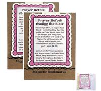 Marcador magnético de oración antes de leer la Biblia, mini tarjetas cristianas de Escritura con oración, accesorios únicos para libros religiosos y herramienta de estudio, regalo (2PCS)