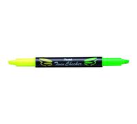 Marcador Pentel Twin Checker de doble punta, punta biselada, tinta amarilla/verde, paquete de 12 (SLW8-GK)