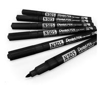 Marcador Permanente Fino Pentel N50S 3.18Mm Punta De Bala Paquete De 6 Negro