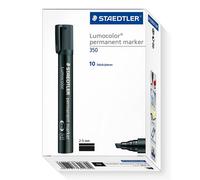 Marcador Permanente Staedtler Lumocolor 350-9 Punta Excavada Negro Caja De 10
