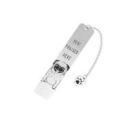 Marcador Perro, Bonitos Divertido Marcapáginas de Metal de Perro Marcapáginas con You Pawsed Here Regalo para Amantes de Perros para Hombres Mujeres Amantes Libros Leen (Pug)
