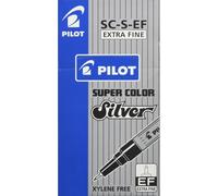 Marcador Pilot Super Colour Extra Fino Punta Redonda de 1,0 mm - Plateado Caja de 12