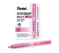 Marcador retr ctil y recargable Pentel Handy-Line S con punta biselada, tinta rosa, caja de 12 (SXS15-P)
