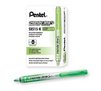 Marcador retr ctil y recargable Pentel Handy-Line S con punta biselada, tinta verde claro, caja de 12 (SXS15-K)
