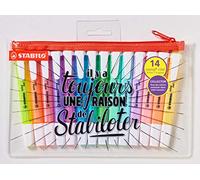 Marcador STABILO swing cool - Estuche con cremallera con 14 colores fluo y pastel