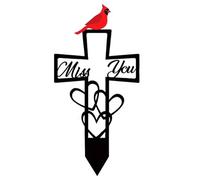 Marcadores conmemorativos de metal para tumbas, estaca conmemorativa con cruz Miss You, decoración de tumba para la pérdida de madre padre al aire libre, patio, jardín