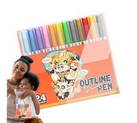 Marcadores de contorno dobles,Marcadores de contorno | Bolígrafos de dibujo de lentejuelas - Marcadores creativos para dibujar tarjetas de garabato, juego de bolígrafos de pintura para tarjetas de
