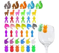 Marcadores de Cristal de Silicona: Marcadores de Cristal, 41 Piezas Marcadores de Copas de Vino, Reutilizables Vasos Marcador Identificador para Vasos de Bebida, Copa de Vino, Copa de Champán