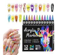 Marcadores de esmalte de uñas, doble punta de secado rápido herramienta de manicura punteado - 12 colores bolígrafos pintura de uñas | para mujeres niñas salón en casa Manicura entrenamiento
