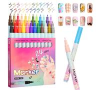 Marcadores de esmalte de uñas | Herramienta de dibujo con 24 colores | Bolígrafos de pintura de uñas 0,5 mm | para casa fiestas principiantes práctica adolescentes niñas proyecto y salón de manicura