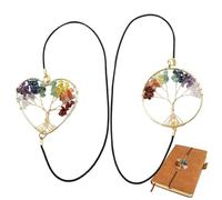 Marcadores de lectura - Juego de 2 portapáginas con diseño de árbol vintage | Portapáginas de lectura con cristales, bolsas para planificadores, ratones de biblioteca, cuadernos, registros de revisión